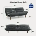 Photo 1 of ** Cushions Only, Partial Set**
CHITOOMA 75" Corduroy Futon Sofa Bed, Gray Convertible Couch with Adjustable Backrest and 6-Level Armrests, Comfy Sleeper Sofa for Living Room, Apartment, or Office