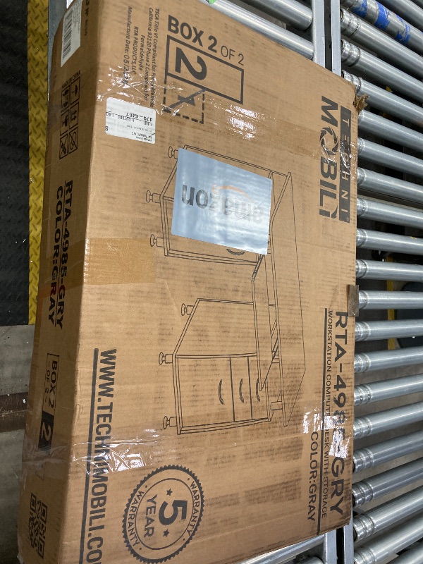 Photo 1 of **Box 2 of 2.... Box 1 currently unknown.**
47.5'' Computer Desk with File Cabinet and Drawers, Storage Cabinet with Removable Shelf and Ventilation for CPU, Home Office Desk or Computer Workstation with Keyboard Tray, Grey