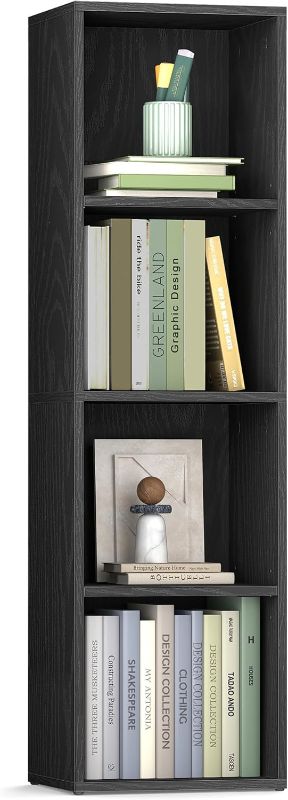 Photo 1 of Bookshelf, 4-Tier Bookcase, Bookshelf, Open Storage Shelf, 9.4 x 11.8 x 41.7 Inches, for Living Room, Home Office, Dining Room, Ebony Black ULBC434B01