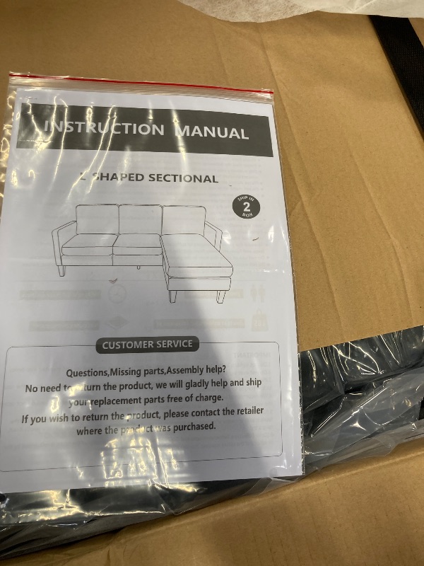 Photo 1 of **Box 1 of 2**
sheeroy Sectional Couches for Living Room, L Shaped 3-Seater Sectional Sofa with Chaise, Modern Small Modular Couch Sofa with Storage, Wooden Frame, High Resilience Sponge, Dark Grey
