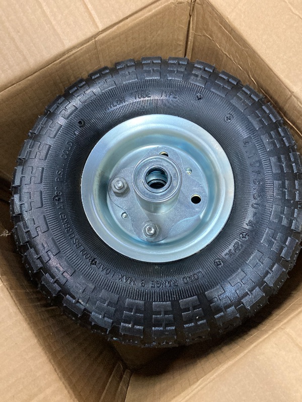 Photo 1 of (2 Pack) RRQ 10 Inch Pneumatic Wheel 4.10/3.50-4 Tire, 10" Pneumatic Wheels with 5/8" Bearings,2.2" Offset Hub for Garden Cart, Hand Truck, Lawn Cart, Mower