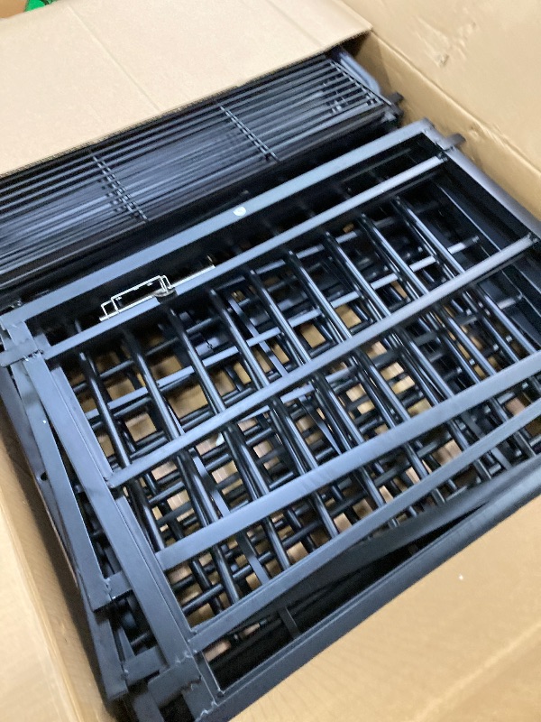 Photo 1 of **MISSING PARTS/MISSING ONE TRAY/MINOR DAMAGE TO ONE BAR-SEE PIC/LOOSE HARDWARE***Lauren&Harold 38 Inch Heavy Duty Dog Crate for Medium/Small Dogs, Metal Dog Kennel Indoor with Top Door&Feed Door, Easy-to-Clean Dog Cage with Removable Tray&Wheels, Small D