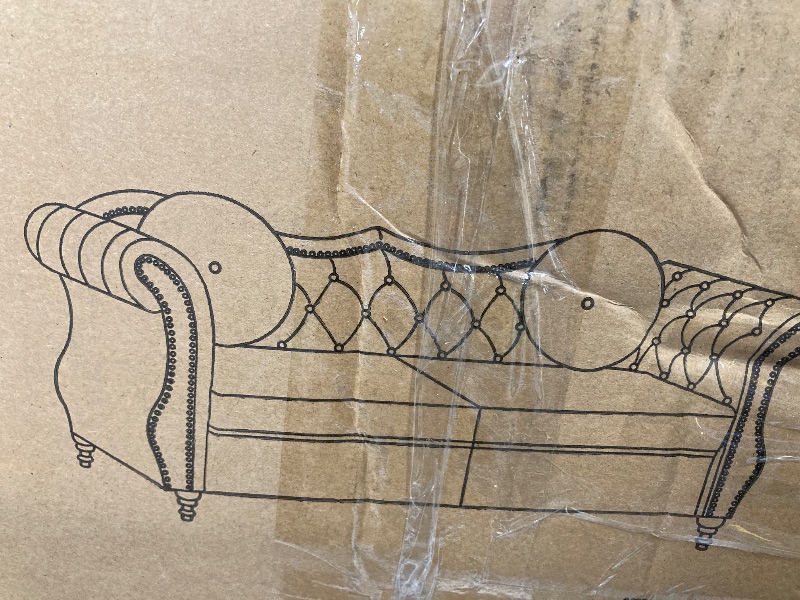 Photo 1 of ******PARTIAL SET, BOX 2/2******** Bellbrook 66 in. Gray Velvet 2-Seat Chesterfield Loveseat with Removable Cushions