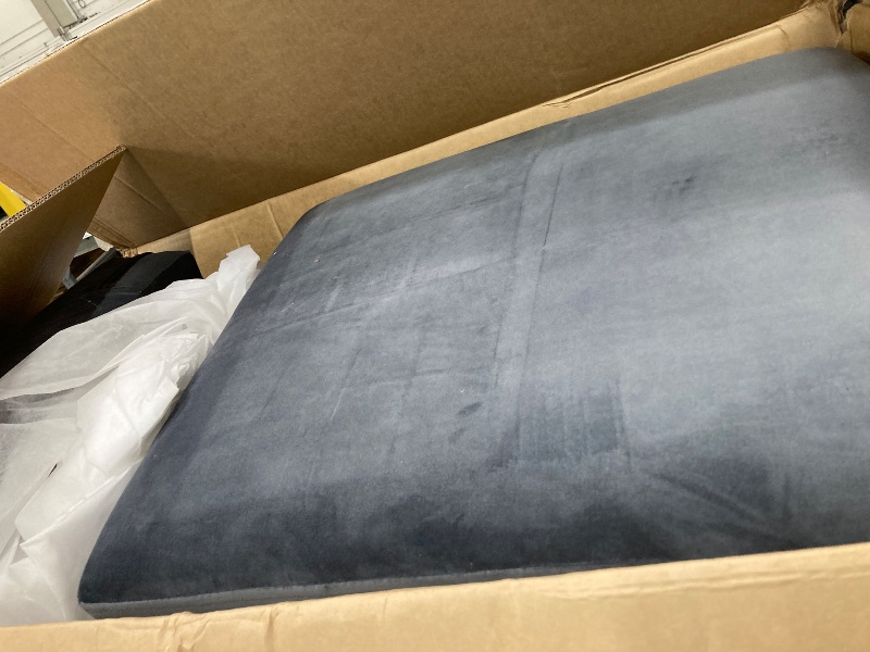 Photo 1 of ******PARTIAL SET, BOX 2/2******** Bellbrook 66 in. Gray Velvet 2-Seat Chesterfield Loveseat with Removable Cushions