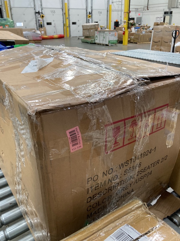 Photo 1 of ******PARTIAL SET, BOX 2/2******** Bellbrook 66 in. Gray Velvet 2-Seat Chesterfield Loveseat with Removable Cushions