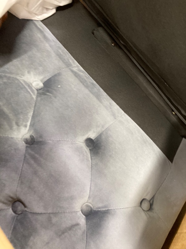 Photo 1 of ******PARTIAL SET, BOX 2/2******** Bellbrook 66 in. Gray Velvet 2-Seat Chesterfield Loveseat with Removable Cushions