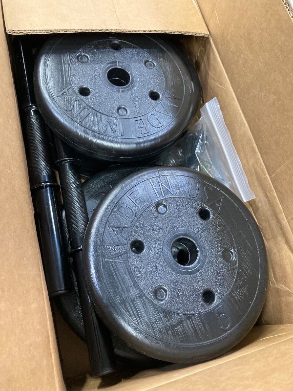 Photo 1 of *********BOX 3 OF 3***** US Weight 105 Pound Barbell Weight Set for Home Gym| Adjustable Weight Set with Two Dumbbell Bars and Full 6 Ft Bar, Black