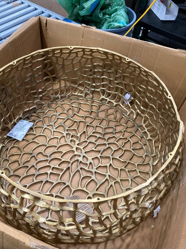 Photo 1 of **Missing WOODEN TOP ** Christopher Knight Home Modern Glam 28" Wood Round Coffee Table, Aluminium Base, Gold