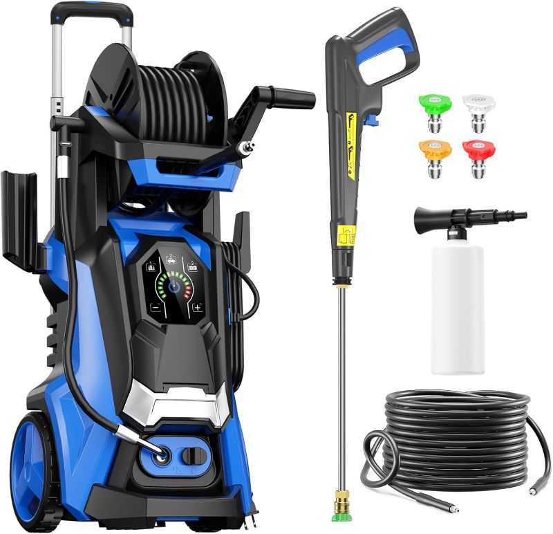 Photo 1 of **MISSING PARTS**Pressure Washer Power Washer with Touch Screen, 5000PSIIMAX, 4 Quick Connect Nozzles and Foam Cannon, High Pressure Cleaning Machine for Cars/Fences/Driveways/Patios