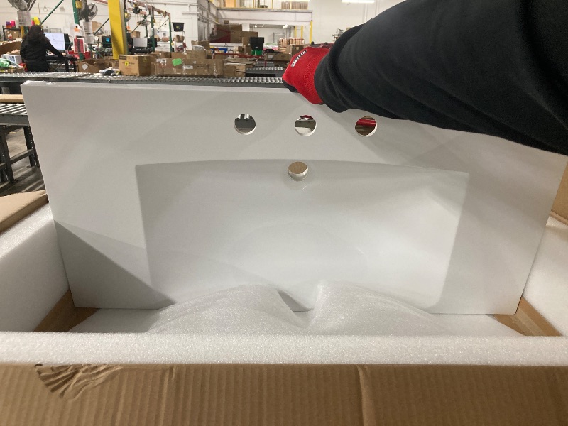 Photo 1 of ***ONLY THE SINK***DWVO 36 Inch Bathroom Vanity with Undermount Sink, Natural Brown Bathroom Sink Cabinet, Modern Bathroom Storge Vanity Includes Adjustable Legs, Soft Closing Door, 2 Drawers & Drain **Ceramic basin dimensions: 10.4"D x 18.9"W x 4.7"H (1.