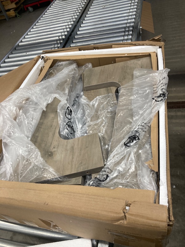 Photo 1 of IDEALHOUSE 47" Round Dining Table Set for 4 to 6, Farmhouse Kitchen Table with Wooden Top and Pedestal Base, Circle Dinner Table for Dining Room, Kitchen Room - Grey (No Chairs)