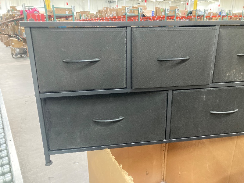 Photo 1 of **HAS SPOTS-SEE PICS**EDX 5 Drawer Dresser, Wide Chest of Drawers Nightstand Storage Tower Storage Fabric Dresser with Wood Top for Living Room, Bedroom, Hallway,Black