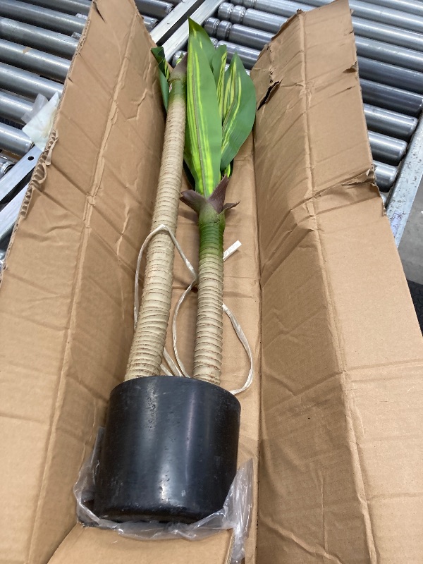 Photo 1 of ***(MISSING PARTS- SELLING AS IS)*** Artificial Plants, 4ft Fake Dracaena Tree in Black Plastic Pot, Faux Plants Indoor Outdoor Decor, Silk Plants for Home Decor Office Porch Patio Perfect Housewarming Gift