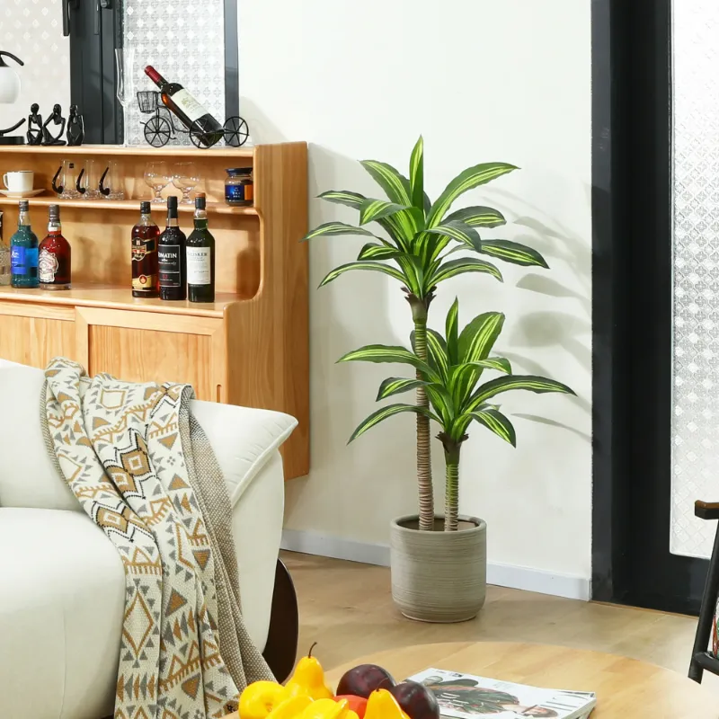 Photo 1 of ***(MISSING PARTS- SELLING AS IS)*** Artificial Plants, 4ft Fake Dracaena Tree in Black Plastic Pot, Faux Plants Indoor Outdoor Decor, Silk Plants for Home Decor Office Porch Patio Perfect Housewarming Gift