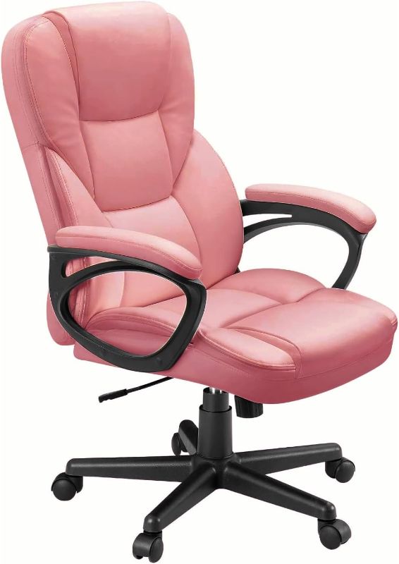 Photo 1 of ****missing a wheel****Furmax Office Executive Chair High Back Adjustable Managerial Home Desk Chair,Swivel Computer PU Leather Chair with Lumbar Support (Pink)**USED**