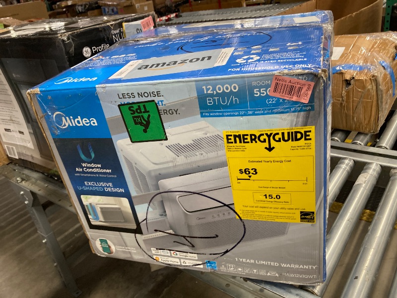 Photo 1 of ****minor damage***Midea 12,000 BTU U Shaped Smart Inverter Window Air Conditioner - Cools 550 Sq Ft, Ultra Quiet with Open Window Flexibility - Alexa/Google Assistant Compatible - 35% Energy Savings, Remote (Updated)
