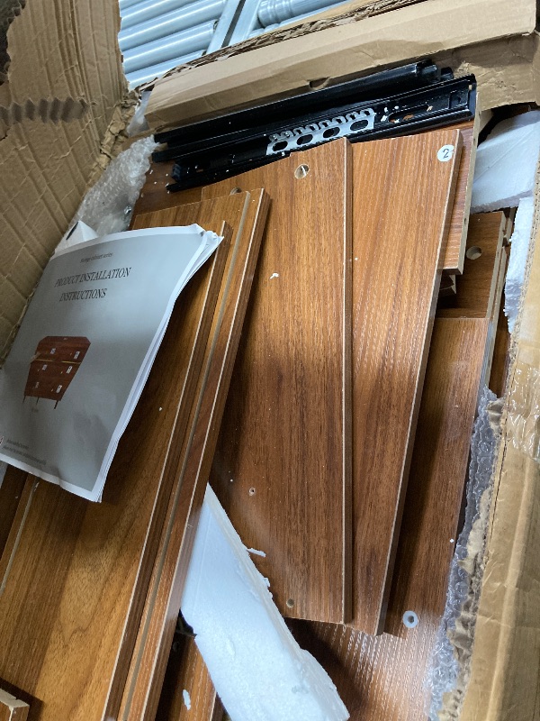 Photo 1 of ****missing parts**** used****Chrangmay 6 Drawer Dresser,47" Wide Mid Century Chest of Drawers,Wooden Bedroom Drawer Dresser with 6 Storage Drawers for Bedroom,Living Room,with Anti-Tipping Device,Walnut.HT