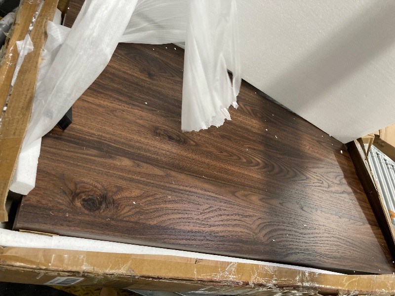 Photo 1 of ****missing  hardware ****LINSY HOME Farmhouse Coffee Table with Storage, Wood Coffee Table for Living Room, Open Display Area and Storage Drawers with Metal Handles, Chic Style with Curved Base. Oak and Brown