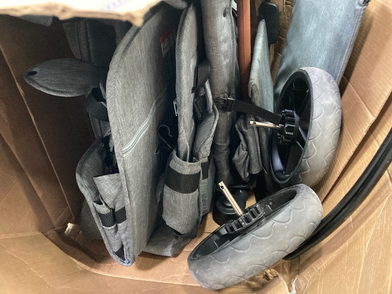 Photo 1 of **SMALL TEAR ON FABRIC AND SOME SPOTS**Vomeast Wagon Stroller for 4 Kids, 3-in-1 Outdoor baby stroller with Canopy, 5-Point Harness, Adjustable Handlebars, Removable Seat for Toddlers, Grey