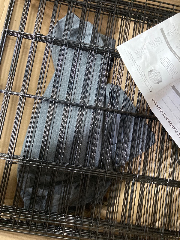 Photo 1 of ***used + missing parts***metal playpen with cover knit