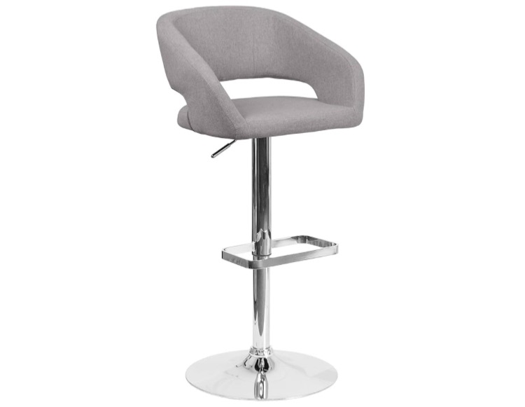 Photo 1 of ***USED***Adjustable Height Barstool with Footrest and Rounded Mid-Back, Upholstered Bar or Counter Height Stool
