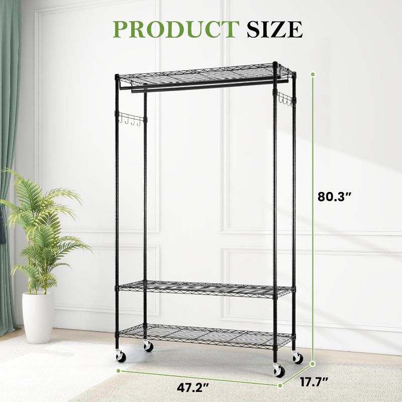 Photo 1 of  Heavy Duty Clothes Rack Rolling Garment Rack