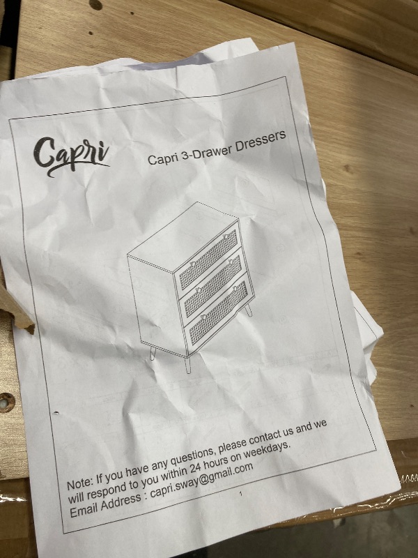 Photo 1 of ***********USED*********Capri Rattan 3 Drawer Dresser, Storage Chest of Drawers, Bedside Night Stand Storage Cabinet for Women, Kids, Baby, Nursery, Girls, Bedroom Living Room Furniture, Natural