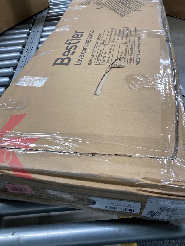 Photo 1 of ***(PARTS ONLY -SELLING AS IS -MISSING PIECES)*** Bestier Queen Size Bed Frame with 49.2" High LED Storage Headboard Shelf, Metal Platform Bed, Black
