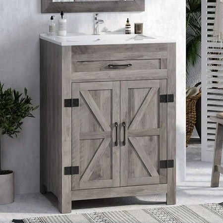 Photo 1 of (Only Cabinet)
Ktaxon Farmhouse 24 Bathroom Vanity Cabinet Without Sink Ceramic Top Washed Grey (Only Cabinet)
