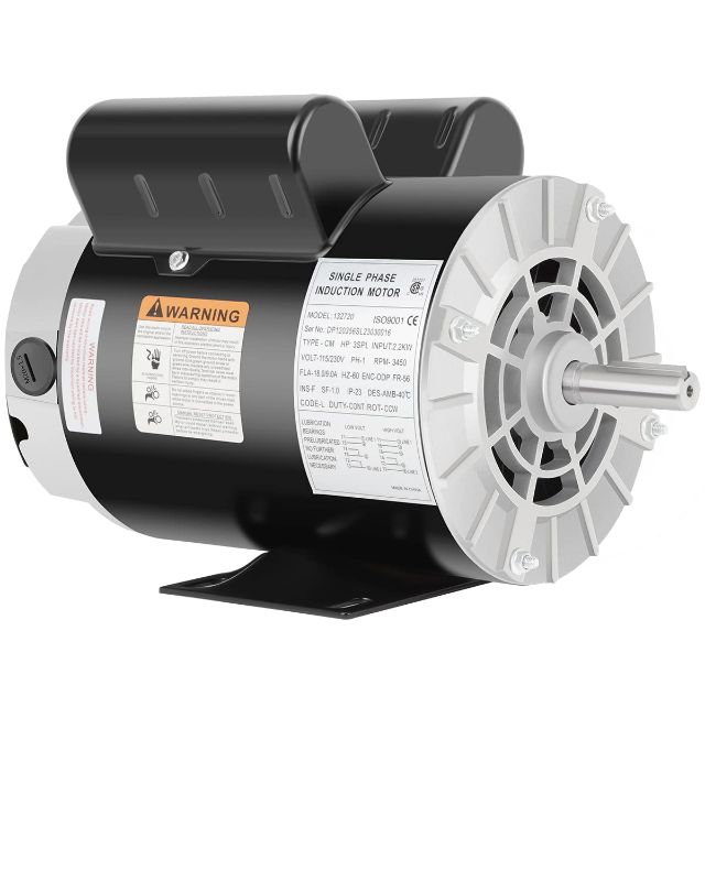 Photo 1 of  HP SPL Air Compressor Motor, 3450 RPM Electric Motor, 115/13/12, 18/9A Single Phase, Compressors
