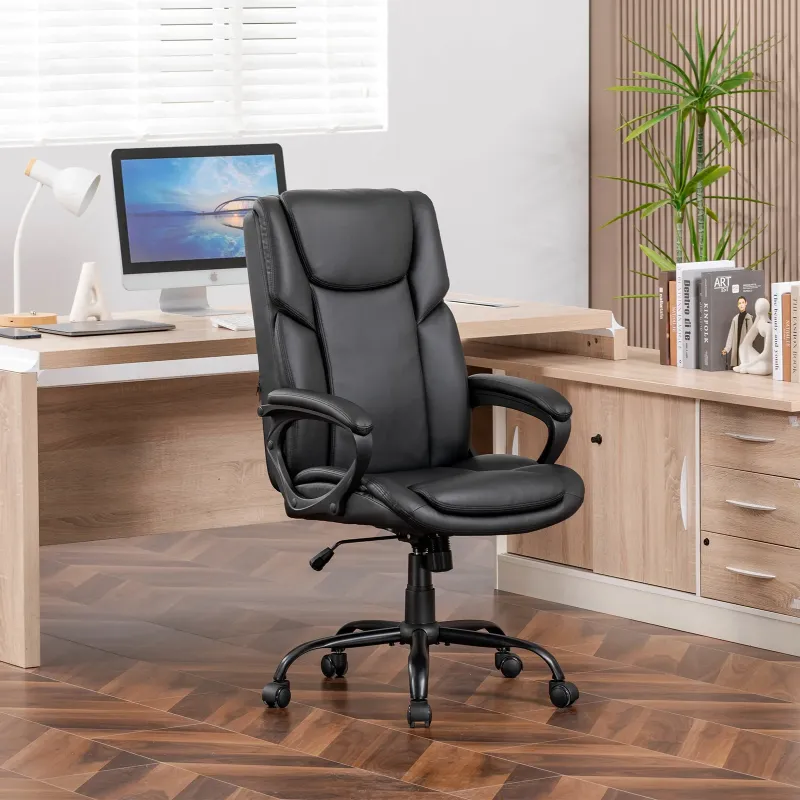 Photo 1 of ***REFERENCE PICTURE** Mainstays Executive Ergonomic High Back Leather Home Office Desk Chair, Black
