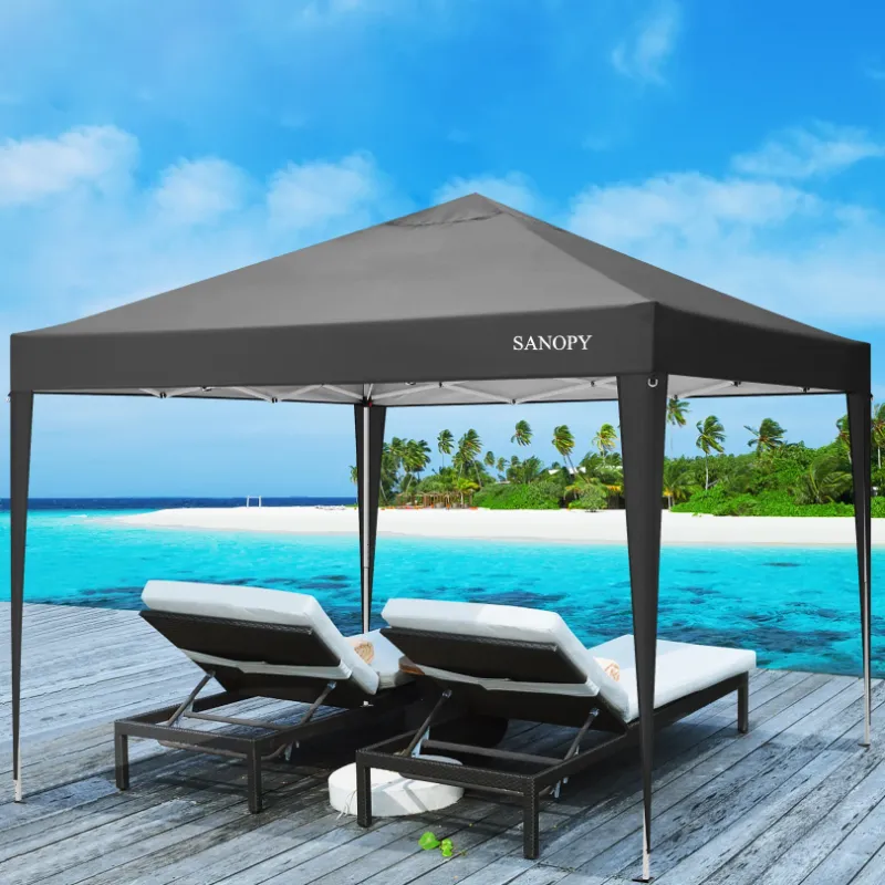 Photo 1 of  ** VERY DIRTY**SANOPY 10'x10' EZ Pop Up Canopy Tent Outdoor Party Instant Shelter Portable Folding Beach Canopy with 4 Sandbag & Carrying Bag, Black
