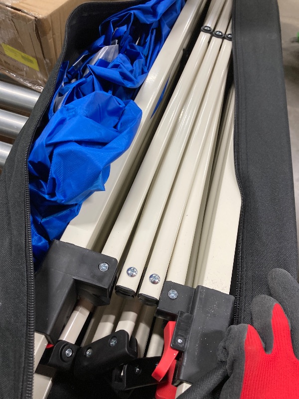 Photo 1 of ** PHOTO AND DESCRIPTION SIMILAR TO THE ORIGINAL** 10x10 Slant Leg Pop-up Canopy Tent Easy One Person Setup Instant Outdoor Beach Canopy Folding Portable Sports Shelter 10x10 Base 8x8 Top (Dark Blue)