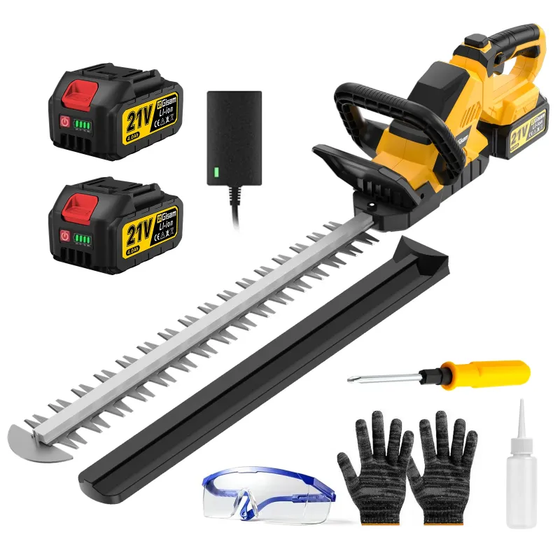 Photo 1 of **ONLY THE SHRUB TRIMMER AND BATTERIES** Gisam Cordless Rotary Hedge Trimmer, 21" Dual-Action Blade Electric Handheld Shrub Trimmer, with 2 x 4.0Ah Battery and Fast Charger