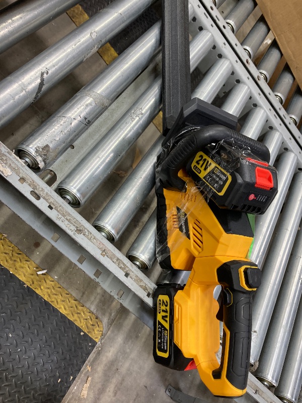 Photo 1 of **ONLY THE SHRUB TRIMMER AND BATTERIES** Gisam Cordless Rotary Hedge Trimmer, 21" Dual-Action Blade Electric Handheld Shrub Trimmer, with 2 x 4.0Ah Battery and Fast Charger