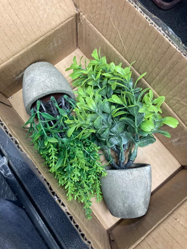 Photo 1 of **ONLY 2 PACK NOT 4** FAVOWREATH 4 Pack Fake Plants Ceramic Mini Artificial Greenery Potted Plants for Home Decor Office Decor Room Decor Farmhouse Decor Indoor Table Bathroom Decor