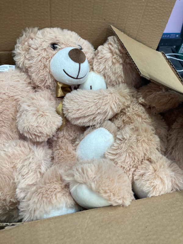 Photo 1 of **ONLY 4 OF THEM** Quaakssi Teddy Bears Bulk 5 Packs 13.5 Inches Small Stuffed Bears Pack for Christmas Valentines Baby Shower Party Decorations Centerpieces Favors Light Brown