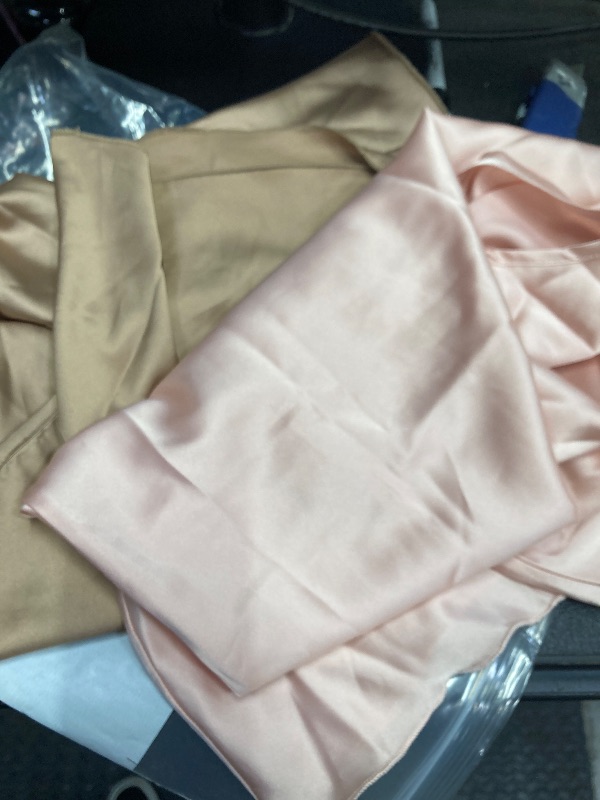 Photo 1 of ***TANK TOPS ARE PINK AND TAN***Zeagoo Women's 2 Pack Silk Satin Tank Tops 2025 V Neck Adjustable Spaghetti Strap Sleeveless Camisole Summer Basic Blouse LARGE