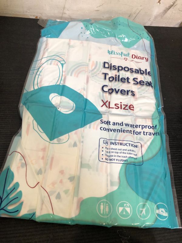 Photo 1 of Blissful Diary 20 Pcs Toilet Seat Covers Disposable for Toddlers & Adults, Extra Large Waterproof, Portable Package for Travel, Kids Potty Training