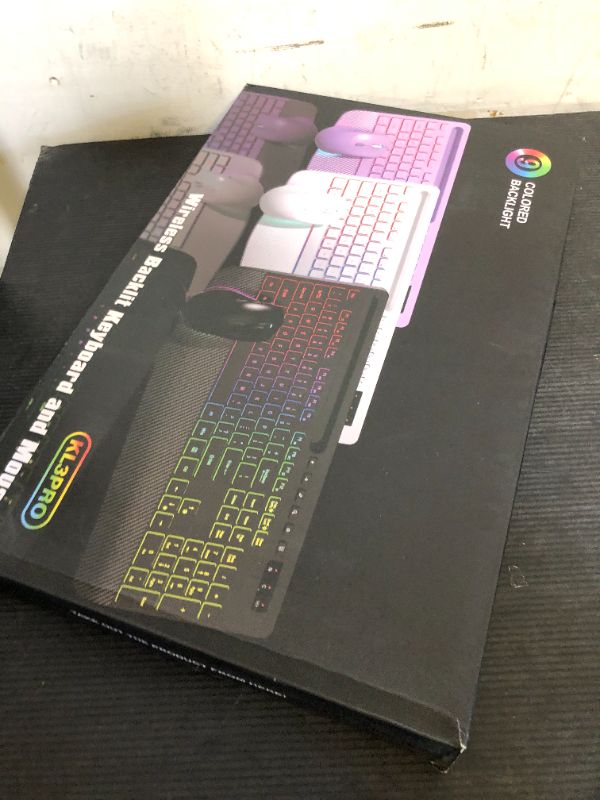 Photo 1 of SABLUTE Wireless Keyboard and Mouse Combo, 9 Backlit Effects, Large Print, Wrist Rest, Phone Holder, 2.4G Lag-Free Ergonomic Keyboards, Rechargeable Easy to See Cordless Set for Computer, Laptop, PC