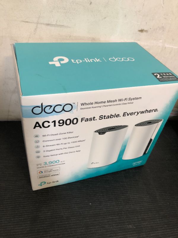 Photo 1 of TP-Link ???? S4 Whole Home Mesh WiFi System - Up to 3,800 Sq.ft. Coverage, AC1900 WiFi Router and Extender Replacement, Parental Controls, 2-Pack