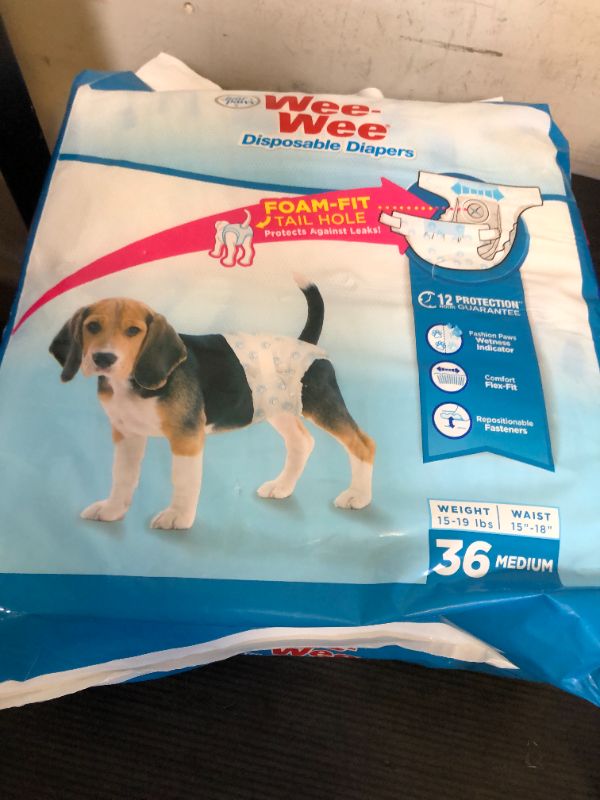 Photo 1 of Four Paws Wee-Wee Super Absorbent Disposable Adjustable Dog Potty Training Diapers, Leak-Proof Protection for Puppies and Medium Dogs, Extra Small, 36 Count