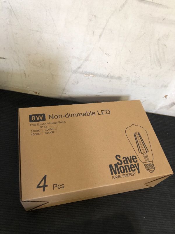 Photo 1 of 4-Pack Vintage LED Edison Bulbs 100W Equivalent 1400LM High Brightness 8W ST58 LED Filament Light Bulbs 3000K Warm White E26 Medium Base CRI90+ Antique Clear Glass for Home Dinning Room, Non-dimmable