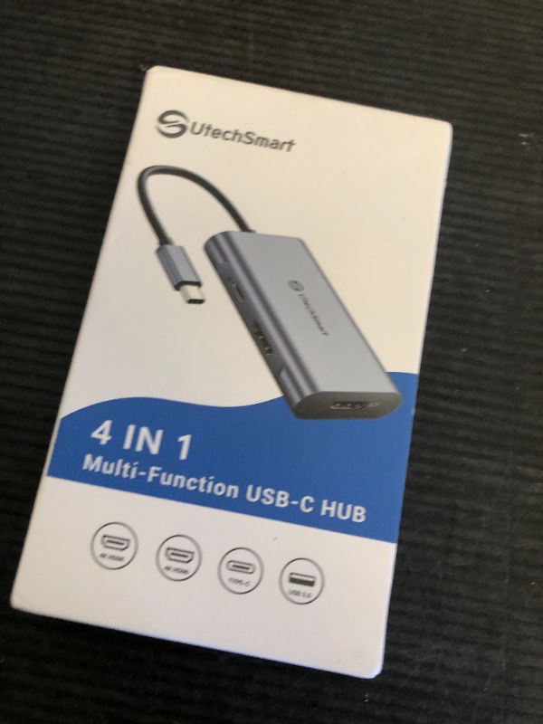 Photo 1 of USB C to Dual HDMI Adapter, UtechSmart USB C Hub to HDMI,4 in 1 USB C Hub Multiport Adapter with 2 HDMI Ports 4K,USB 3.0, Power Delivery Type C Port Compatible for MacBook,Nintendo Switch,USB C Device