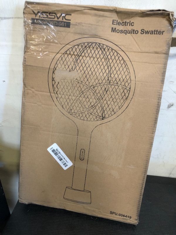 Photo 1 of YISSVIC Electric Fly Swatter 4000V Bug Zapper Racket Dual Modes Mosquito Killer with Purple Mosquito Light Rechargeable for Indoor Home Office Backyard Patio Camping