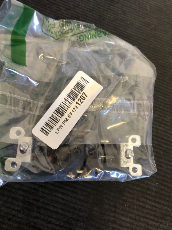 Photo 1 of Leviton 5320-ECP 15 Amp, 125 Volt, Duplex Receptacle, Residential Grade, Grounding, All Screws Backed Out, Single Unit, Black