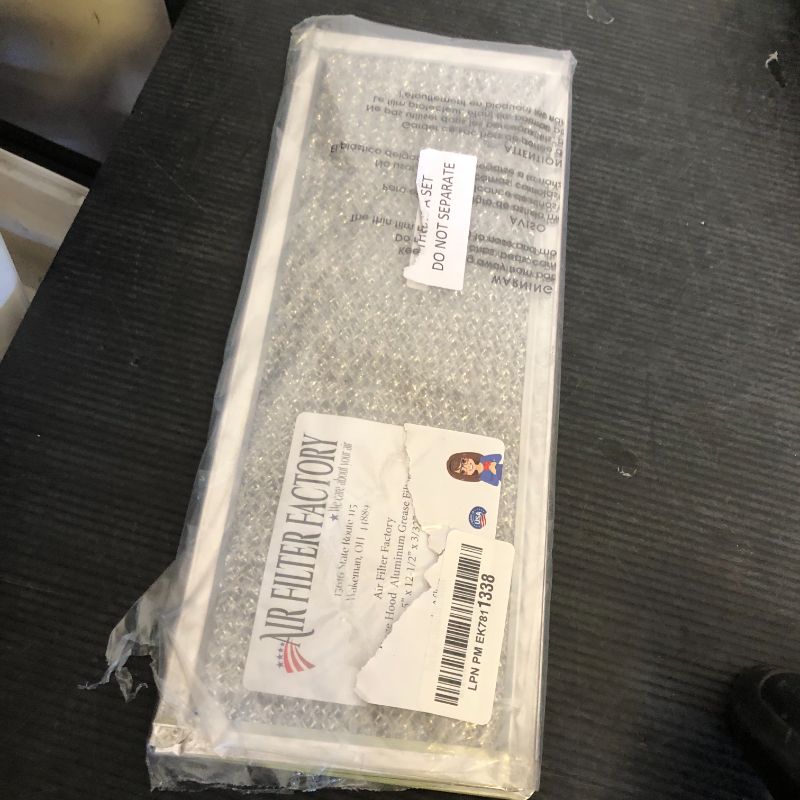 Photo 1 of Air Filter Factory 5 x 12.5 x 0.09 Inches Range Hood Aluminum Mesh Grease 12-Layer Vent Filter 2-Pack