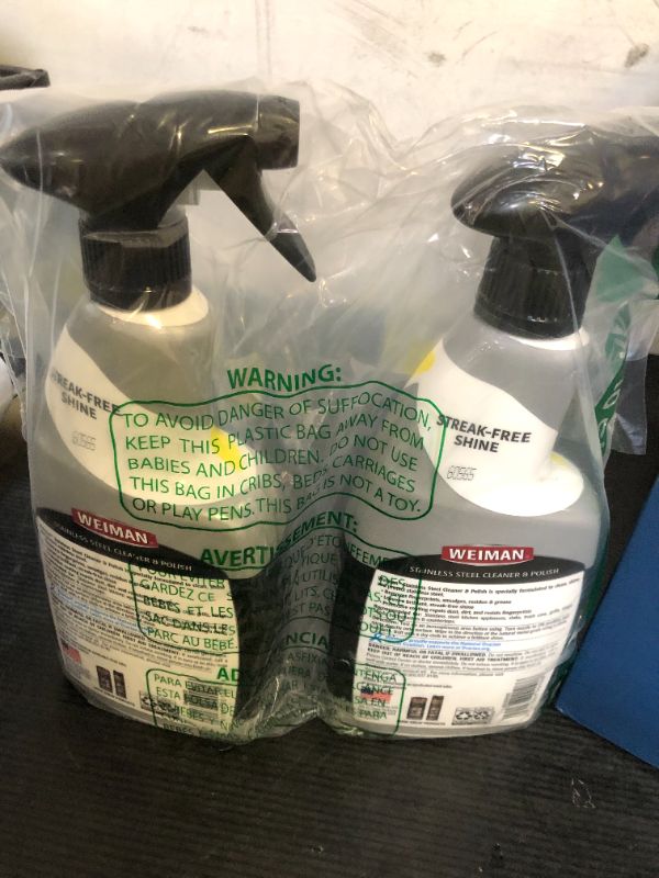 Photo 1 of Weiman Stainless Steel Cleaner and Polish - Protects Appliances from Fingerprints, Leaves a Streak-Free Shine for Refrigerator, Dishwasher, Oven, Grill, 2 Pack With Microfiber Cloth