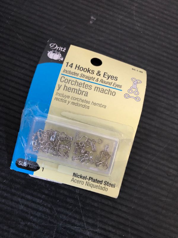 Photo 1 of Dritz 90-1-65 Hook & Eye Closures, Nickel, Size 1 14-Count