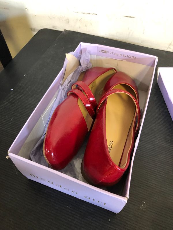 Photo 1 of C.Paravano Mary Jane Shoes for Women | Women's Square Toe Flats | Comfortable Leather Mary Jane Flats | Slip On Dressy Ballet Flat | Walking Red Shoes for Casual Work Office (Size 8,Red)